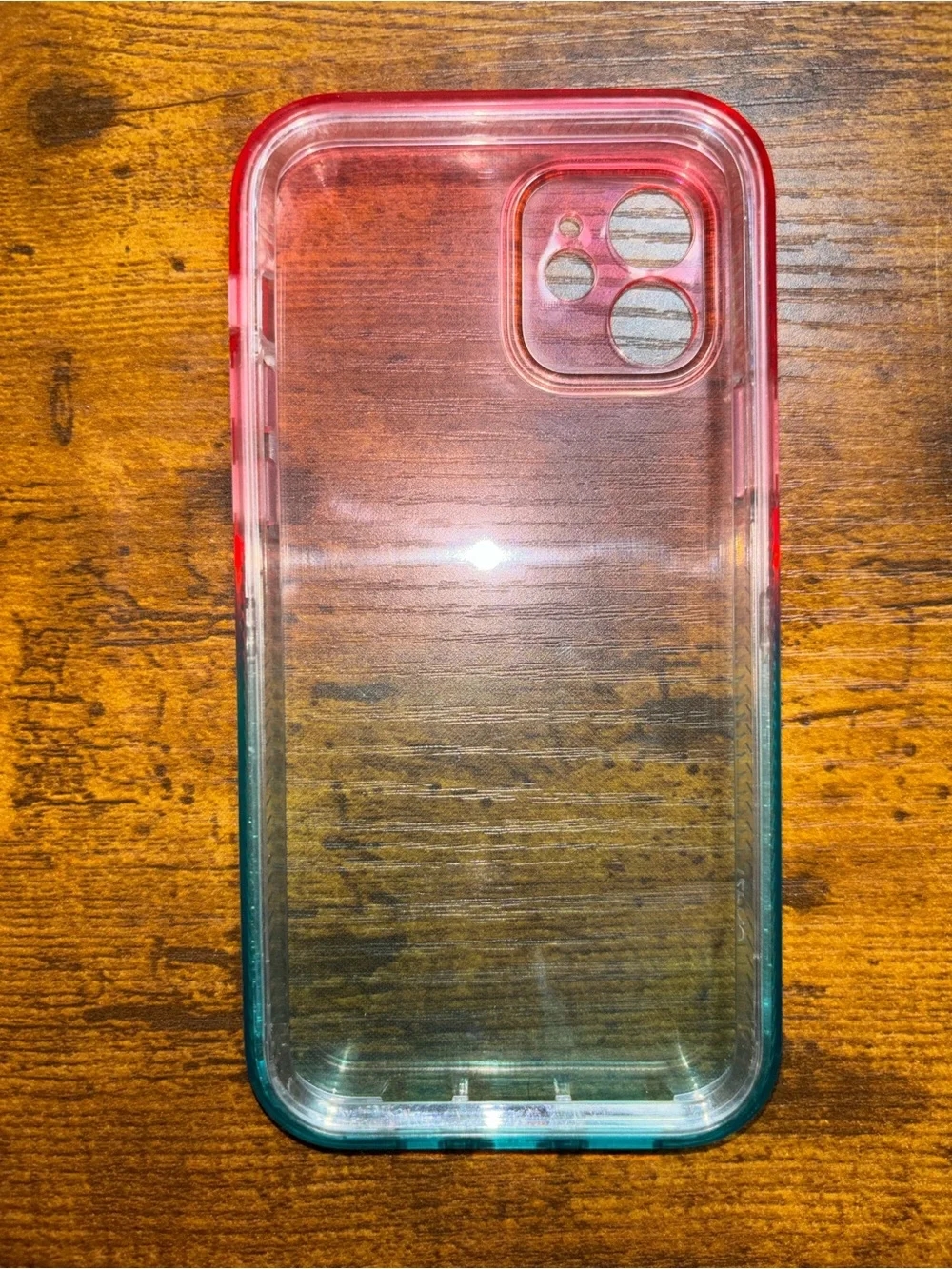 Transparent Ombre Pink to Teal Protective Phone Case for 📲 12 Regular. 💕💕💕✅✅✅